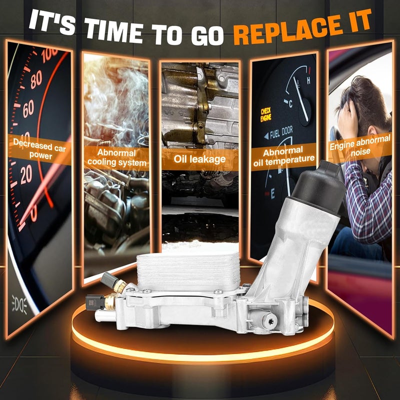 WEILEITE 68310865AB 3.6 Engine Oil Cooler Filter Housing Adapter Compatible With Dodge Journey Charger Challenger Caravan Ram ProMaster Jeep Wrangler Grand Cherokee Chrysler 200 300 2017 2018 - Image 2